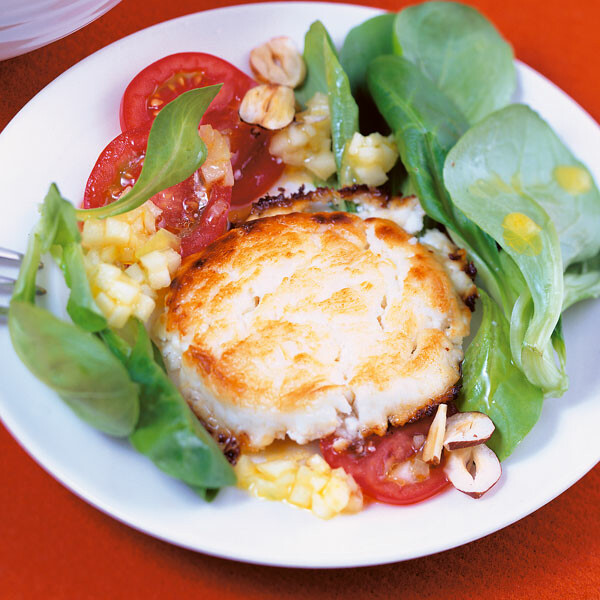 Gratinierte Ziegenkäsetaler auf Feldsalat